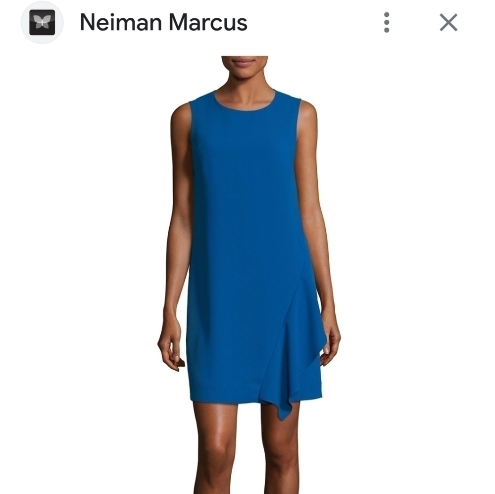 Diane Von Furstenberg Neptune Blue Crepe Wylda Shift Dress 8